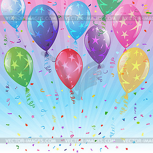 Festive greeting card with colorful balloons with - vector clipart