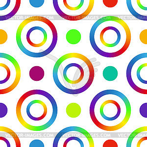 Бесшовные с разноцветными кольцами и точками - изображение в векторе