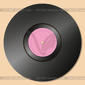 Old-fashioned vinyl record on gray background - vector clipart