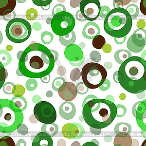 Seamless pattern with deformed polka dots and rings - vector EPS clipart