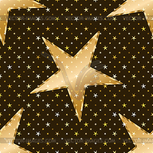 Seamless pattern with golden stars on dark - vector clipart