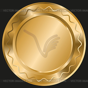 Shiny round template with gold wavy lines - vector image