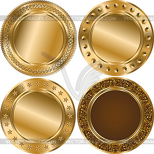 Set glitter round gold template with gold lines - vector clipart