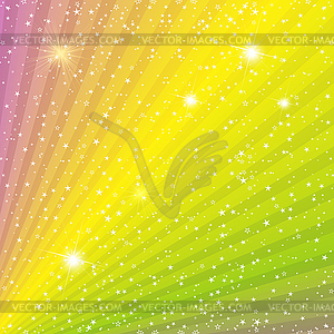 Festive frame with multi-colored rays and stars - vector image