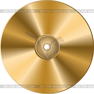 CD DVD golden disc on transparent background - vector image