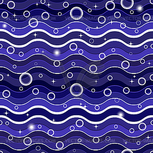 Seamless pattern with colorful dark blue waves and - vector clip art