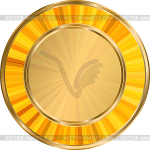 Круглый золотой шаблон с золотыми солнечными лучами - изображение в векторе