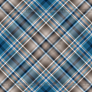 Seamless brown-white-blue checkered pattern - vector image