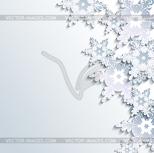 Stylish winter background, abstract 3d snowflake - vector clipart