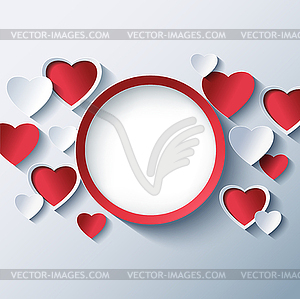 Love background, Valentines day frame with 3d hearts - vector image