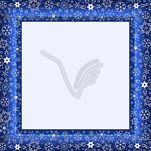 Winter blue frame with stylized snowflakes - vector image