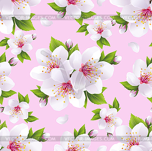 Beautiful seamless pattern pink with sakura blossom - vector image