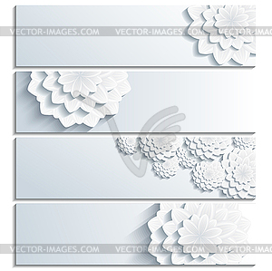 Set of trendy banner with 3d chrysanthemum - vector clip art