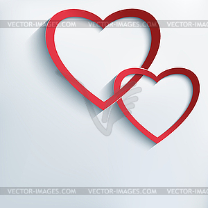 Trendy background with paper 3d hearts - royalty-free vector clipart