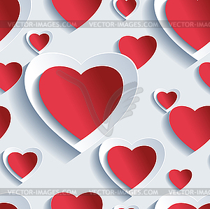 Valentine`s Day seamless pattern, 3d hearts - vector clipart