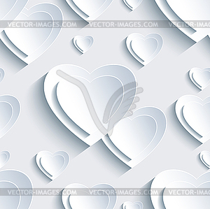 Серый День святого Валентина бесшовные шаблон с 3d сердца - клипарт в векторном формате
