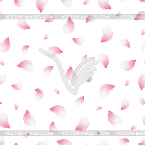 Light background seamless pattern with flying petals - vector image