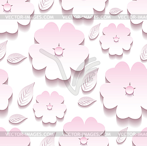 Stylish floral background seamless pattern, 3d - vector clipart