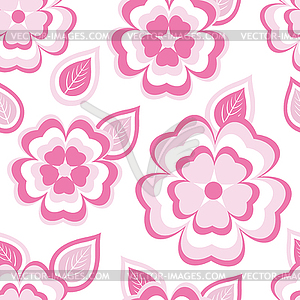 Stylish seamless pattern with sakura and leaves - vector clipart