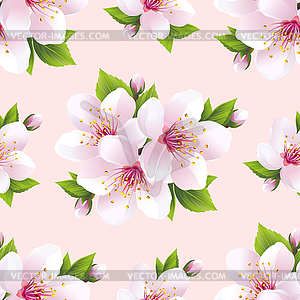 Beautiful seamless pattern with flowers sakura - vector image