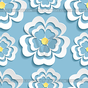 Modern seamless pattern with 3d sakura flower - vector clipart