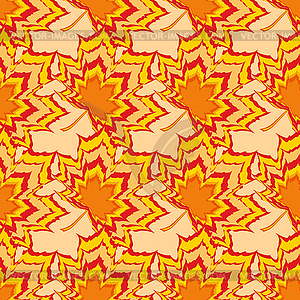 Bright seamless pattern with orange and red leaves - vector clipart