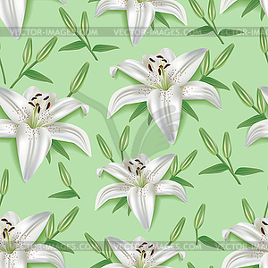 Стильный бесшовный узор с 3d цветок лилии - векторный клипарт / векторное изображение