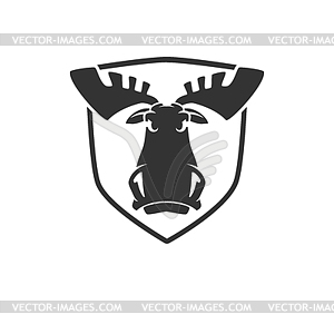 Evil moose head logo emblem - vector image