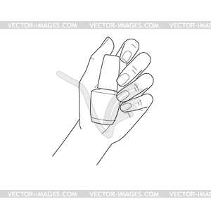 Женская рука с маникюр, холдинг лака для ногтей - изображение в векторе / векторный клипарт