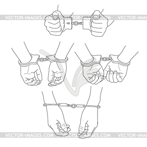 Человек руки с наручниками - изображение в векторном формате