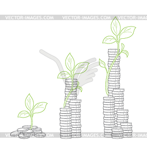 Concept of tree growing of money - vector clipart / vector image