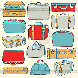 Collection of vintage suitcases - vector clipart