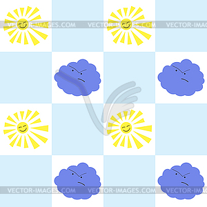 Sun and cloud seamless pattern - vector clip art