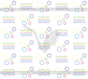 Varicolored bubbles and waves seamless geometric - vector image