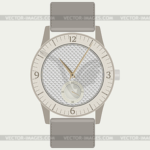 Elegant fashion women`s wrist watch with wood dial - vector clipart