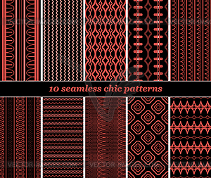 10 бесшовных шикарные модели в черных и красных тонах - графика в векторном формате