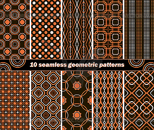 10 seamless abstract geometric contrasting patterns - vector image
