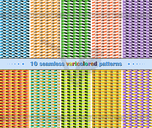 10 бесшовных абстрактные геометрические узоры разноцветные - векторный клипарт