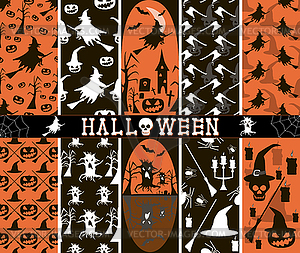 10 seamless spooky Halloween patterns - vector EPS clipart