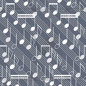 Seamless music pattern with staff and notes - vector image