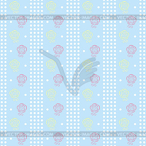 Gentle seamless dots pattern with charming roses - vector clip art