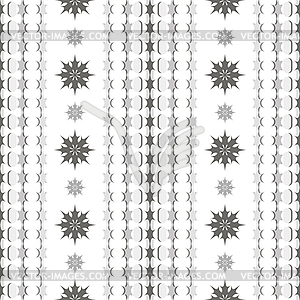 Seamless pattern of star-shaped elements and flowers - vector image