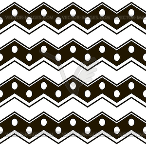 Wide horizontal zigzag stripes with circles seamles - vector clip art