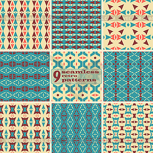 Set of seamless geometric retro patterns - vector image