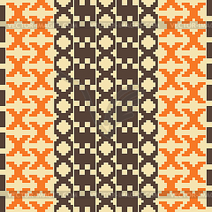 Seamless knitted pattern in orange, brown, sand - vector clipart