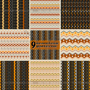 Set of seamless abstract geometric patterns with - stock vector clipart