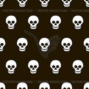 Seamless black and white pattern of skulls - vector clip art