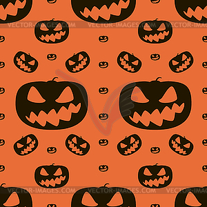 Seamless Halloween pattern of wickedly grinning - vector image