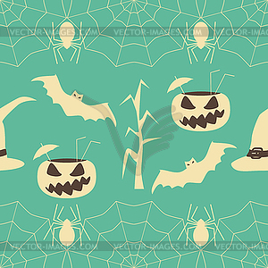 Halloween party seamless crazy pattern - vector image