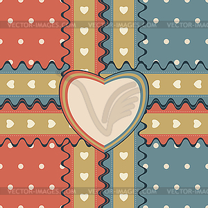 Gift design with two ribbons and heart-shaped - vector image